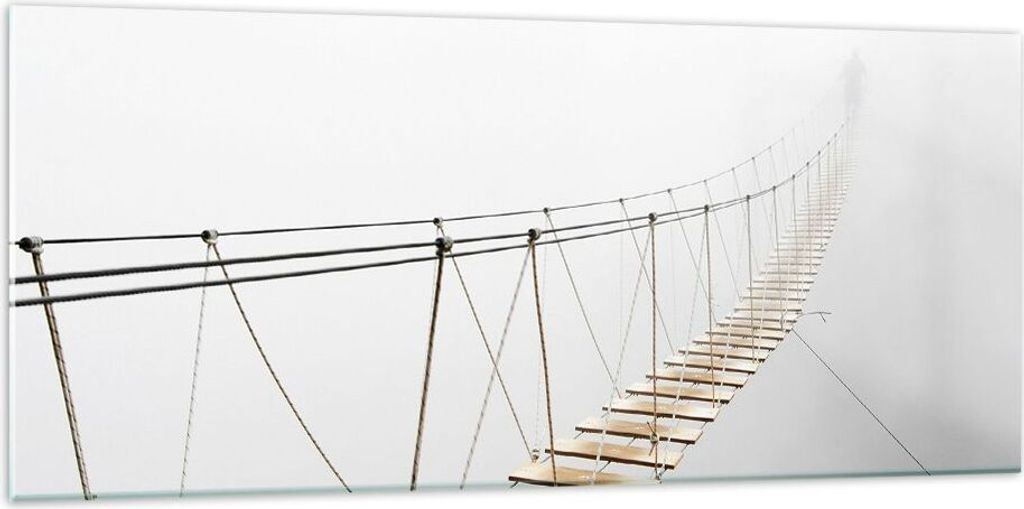 Bilder auf glas - Einteilig - Brücke ausgesetzt Nebel - 120x50cm - Glasbilder - Wandbilder - Bilder - zum Aufhängen bereit - Wanddekoration aus G...