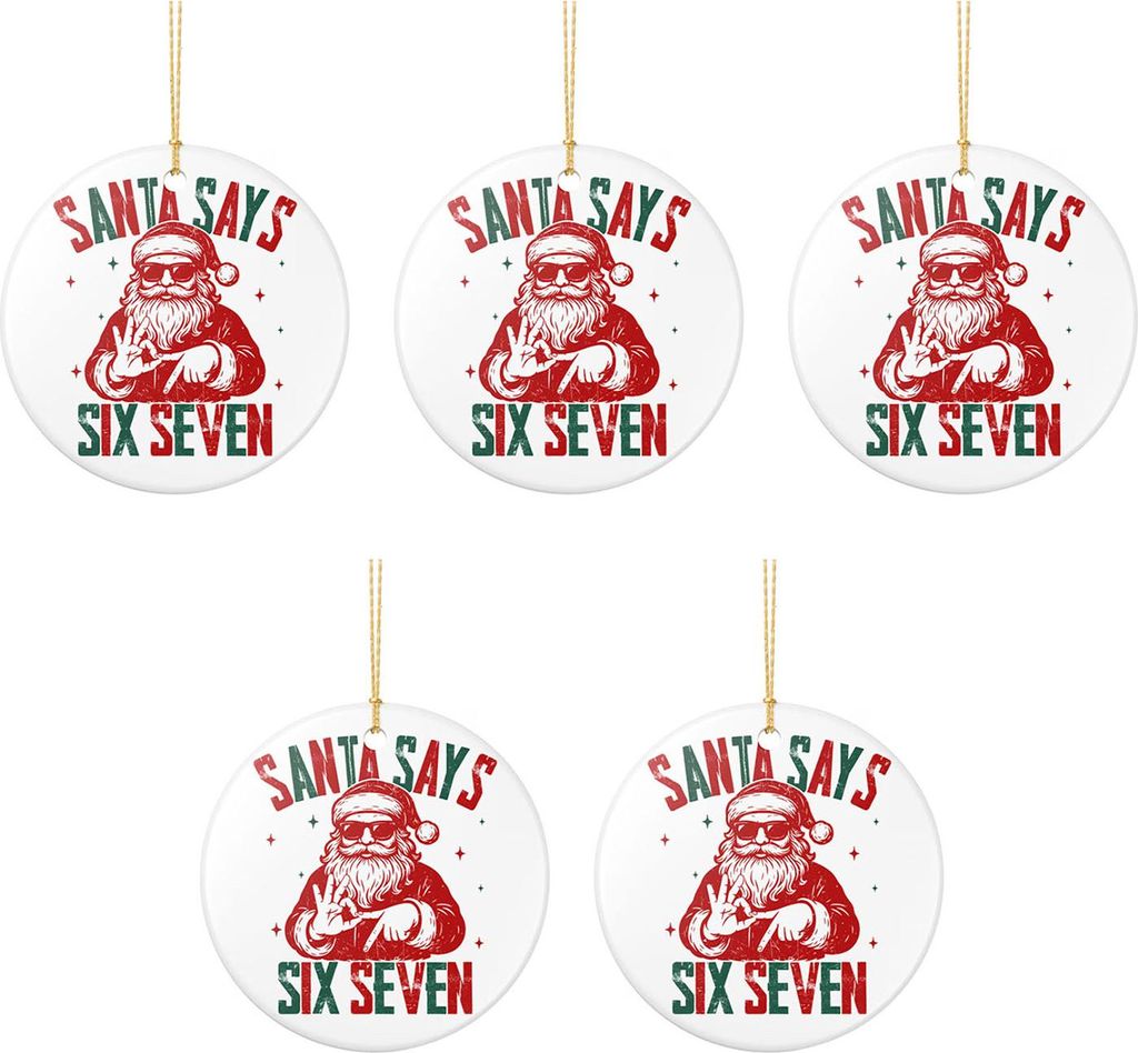 Weihnachtsmann sagt „Six Seven“ – Acryl-Weihnachtsbaumschmuck mit einzigartigem Spruch – Festliche Hängedekoration
