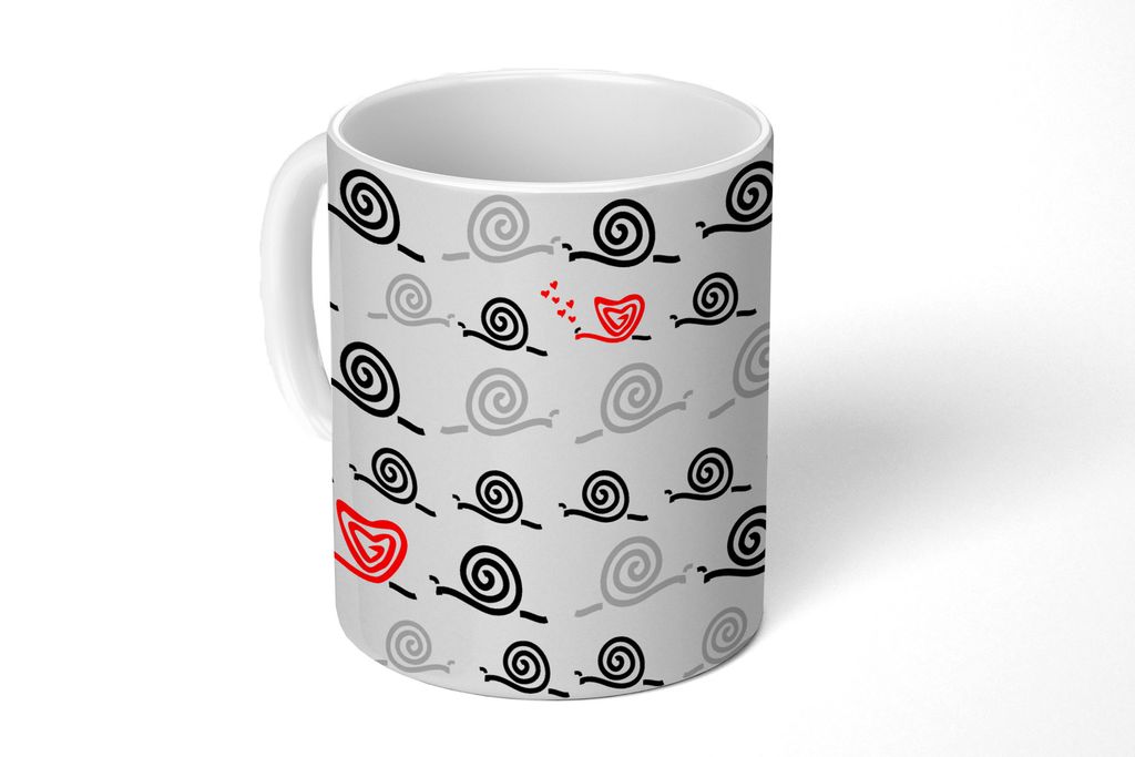 KitchenYeah Tasse Kaffeetasse Kaffeebecher 350 ml Schnecken - Valentinstag - Design Teetasse - Fototasse - Becher - Keramikbecher - Teebecher - K...
