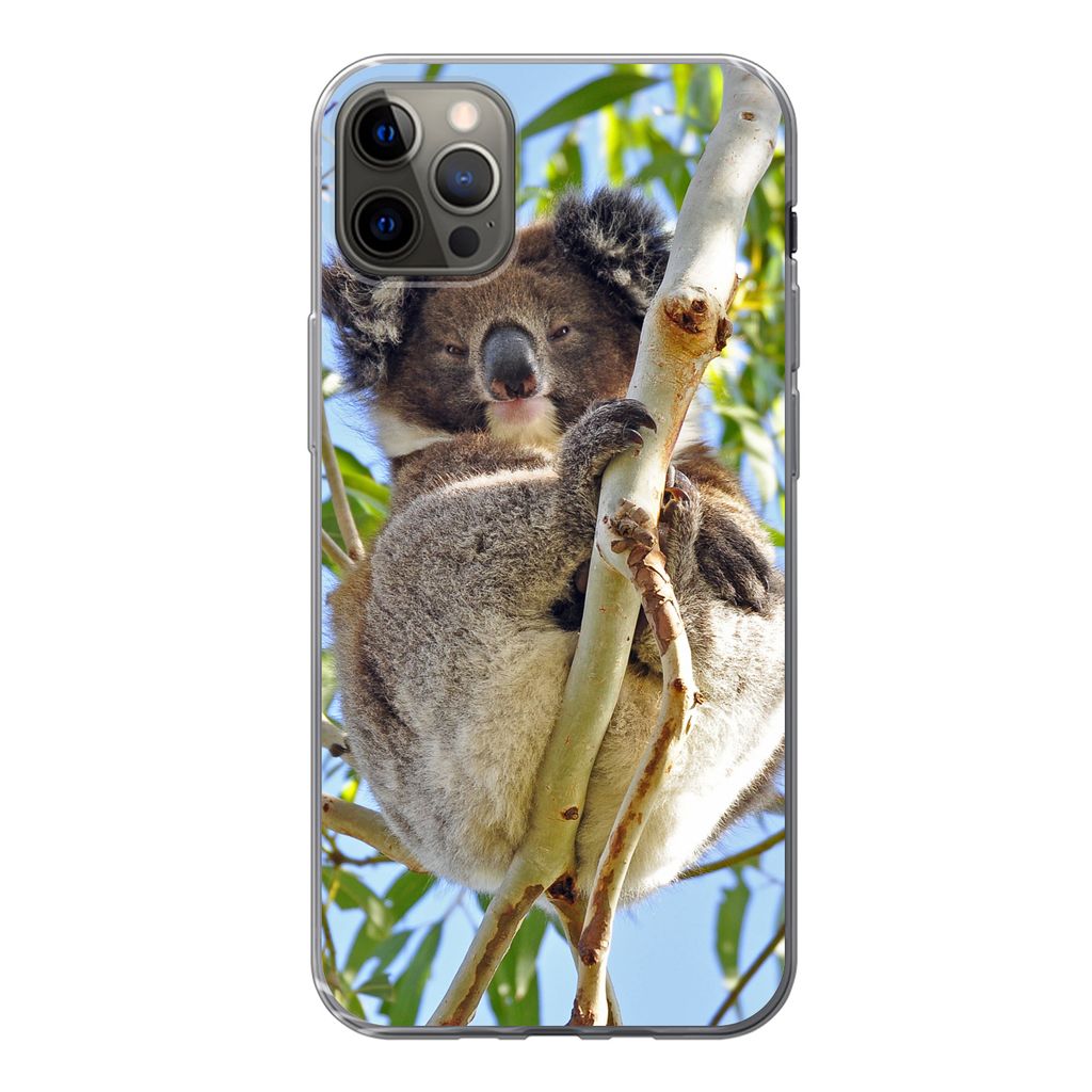 MuchoWow Handyhülle Schutzhülle Hülle für iPhone 12 Pro Max Koala - Luft - Kinder - Jungen - Mädchen Silikon Softcase Handy Hülle - Hartschale