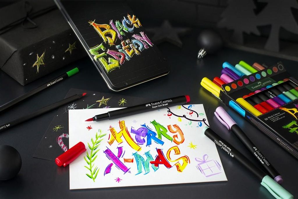 Faber-Castell Black Edition - Set De 10 Feutres Aquarelle - Couleurs Vibrantes - Lavables - Coloriage Adulte Et Enfant