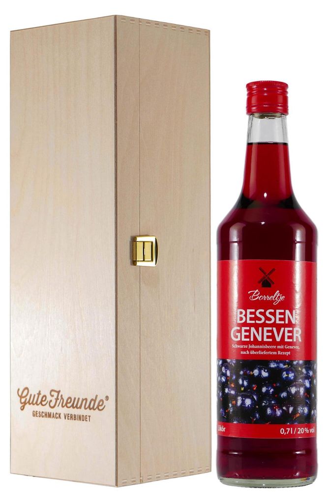 Boente Bessen Genever mit Geschenk-Holzkiste