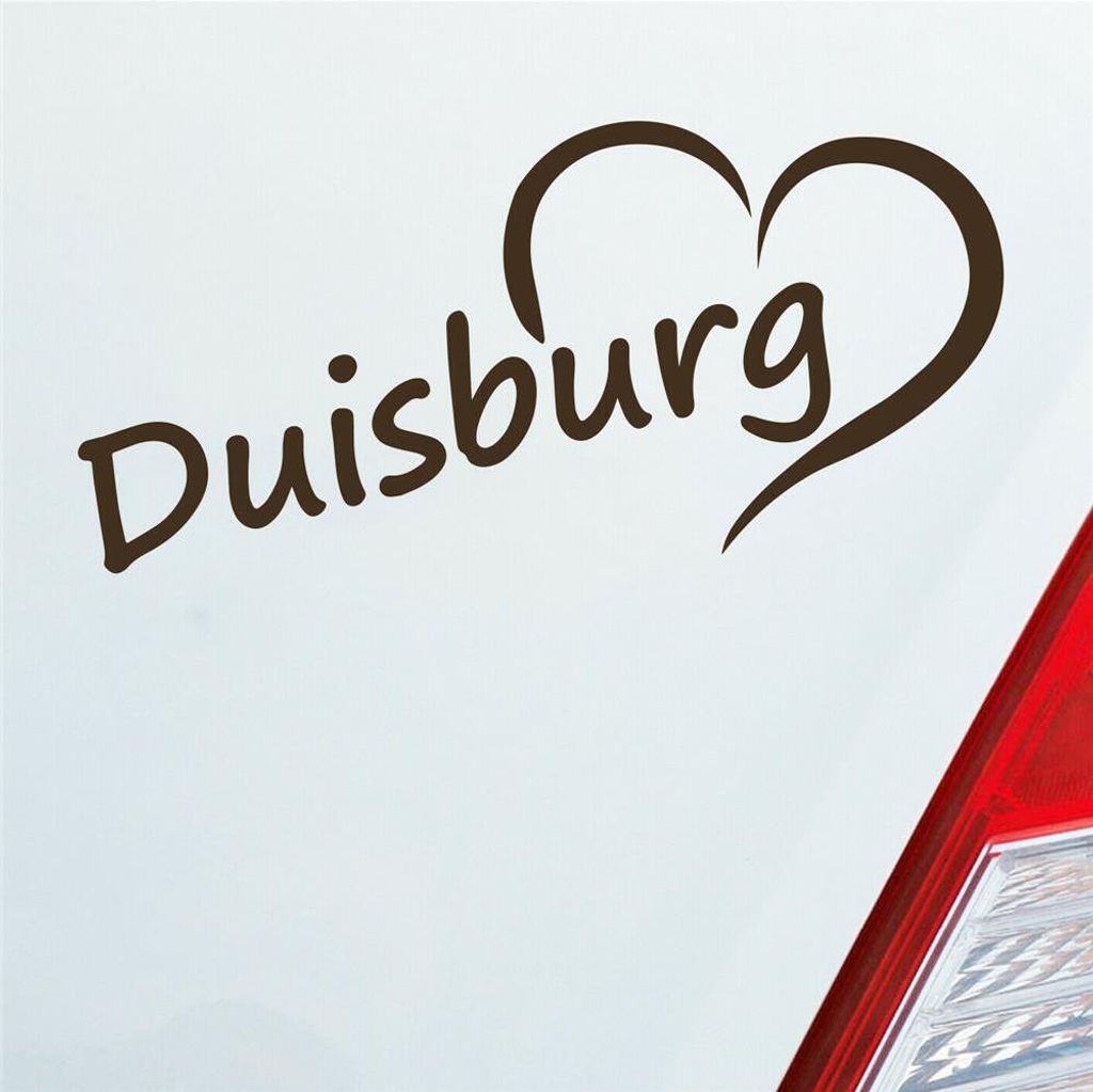Auto Aufkleber Duisburg Ruhrgebiet Herz Stadt City Liebe Love 17x8 cm Braun Sticker Heckscheibenaufkleber