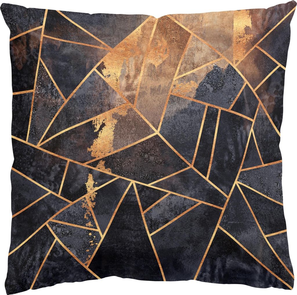 Dekokissen Muster draußen / Outdoor Zierkissen waschbar Design schwarz Abstrakt Sofakissen ohne Füllung