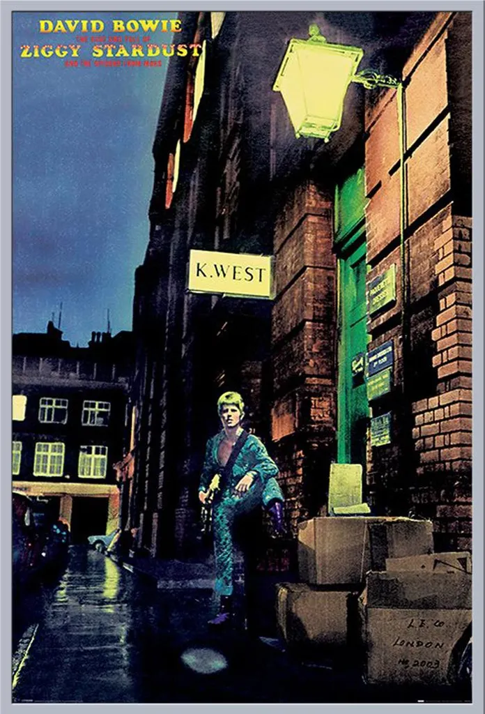 Affiche David Bowie Ziggy Stardust sous Cadre Shinsuke Anti-Casse Argenté