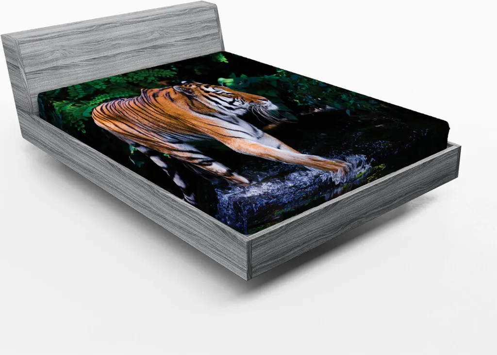 ABAKUHAUS Lenzuolo con Angoli Safari Tigre 180x200 Lavabile