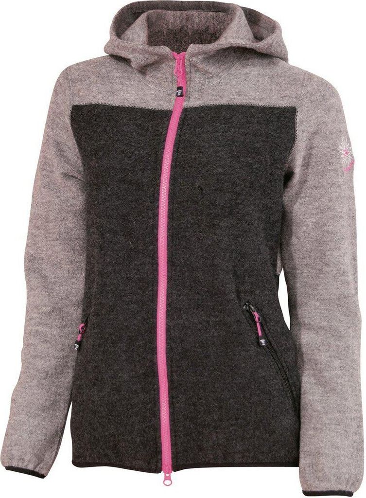 Ivanhoe Strickjacke Zoya Hood FZ mit Kapuze für Damen aus Wolle-Grau
