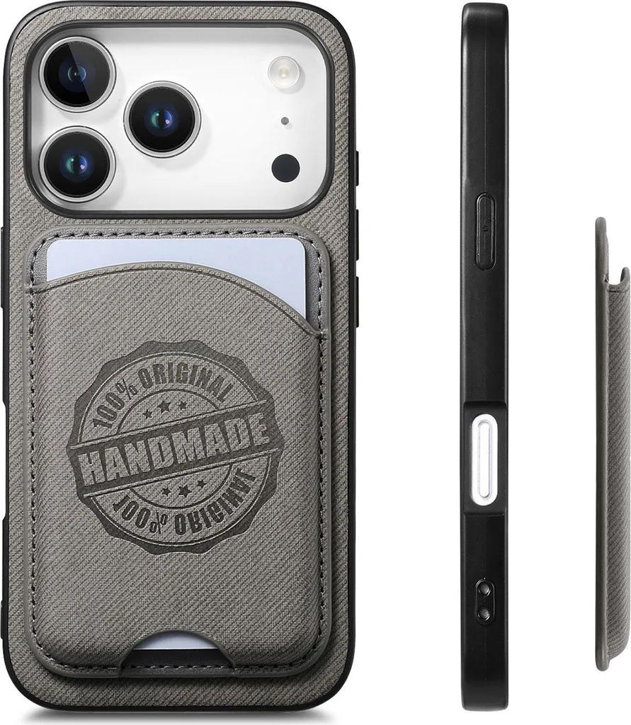 INF Custodia Grigia in Finto cuoio con Porta Carte Magnetica per iPhone 17 Pro Max