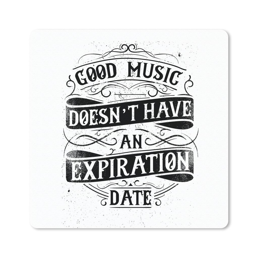 MuchoWow Mauspad Mousepad Musik - Retro - Weiß 20x20 cm - Mousepads - Maus Mat - Pad - Mausunterlage - Desk Mat - Bureauartikeln