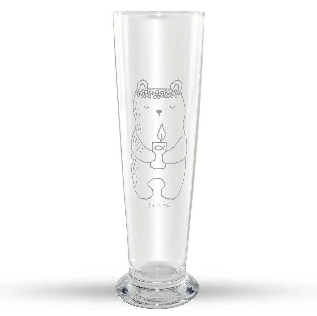 Mr. & Mrs. Panda Bierglas Bär Kommunion - Transparent - Geschenk, Teddy, Gottes Segen, Taufkerze, Weißbierglas, Weizenbier Glas, Katholisch, Bier...
