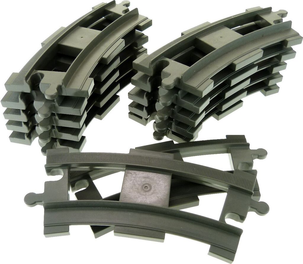 12x Lego Duplo Schienen alt-dunkel grau gebogen Kurve Produktbild 