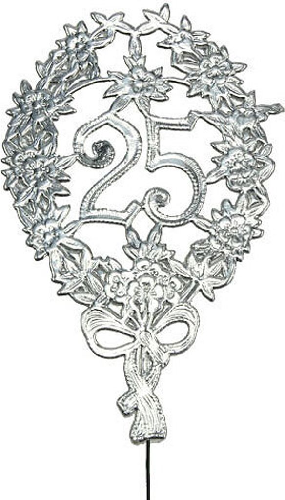 Jubiläumszahl 25 Silber 8cm, Silberhochzeit Deko, Hochzeitsgirlande, 10 Stück