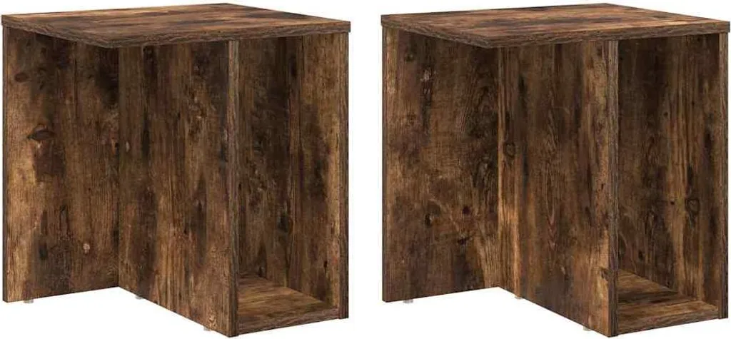 Tavolino 2 pezzi Rovere Affumicato 37x32x40 cm | Arredo Salotto Moderno