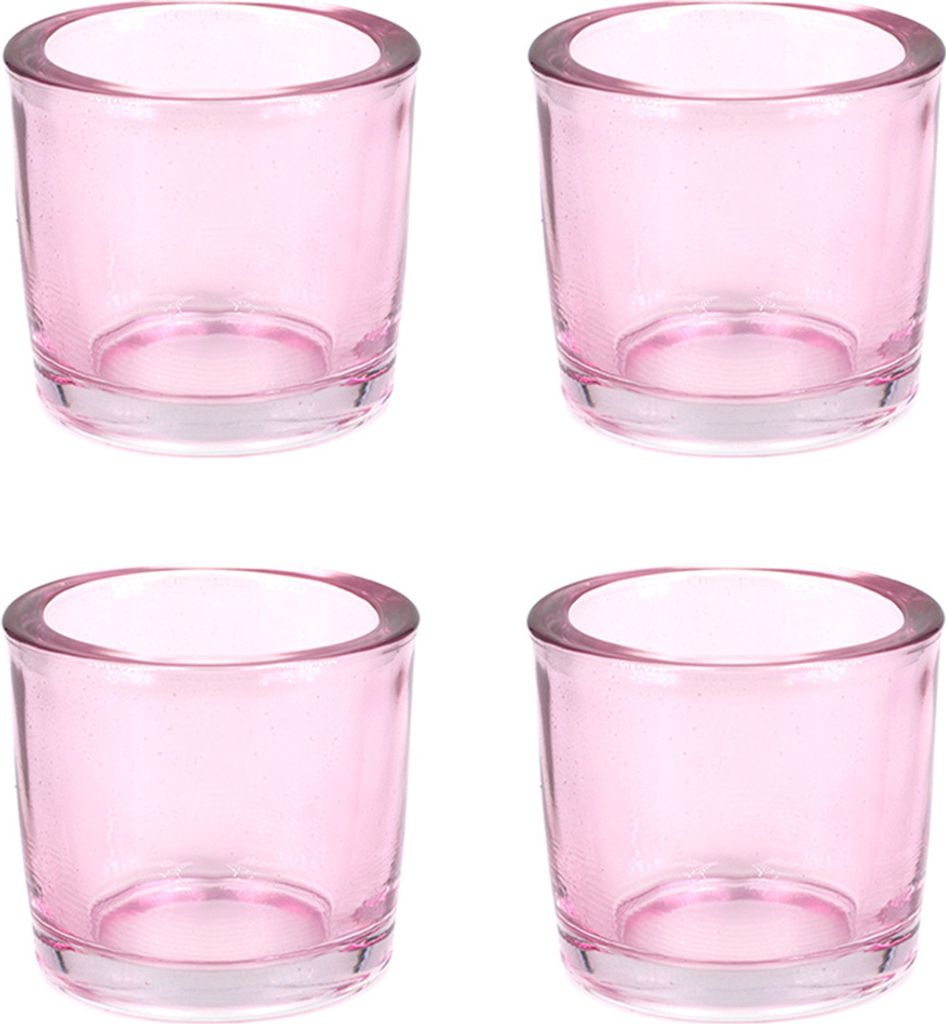 Teelichthalter Glas 6,5x6cm hellrosa 4er Set Produktbild 