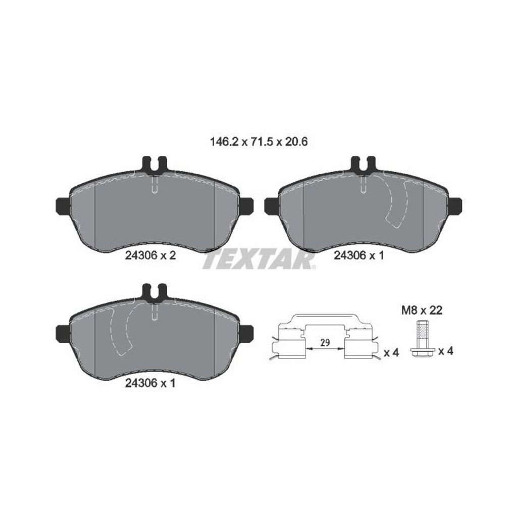 Textar Bremsbeläge vorne für Mercedes-Benz C-Klasse + Kombi W204 S204 + CDI CGI