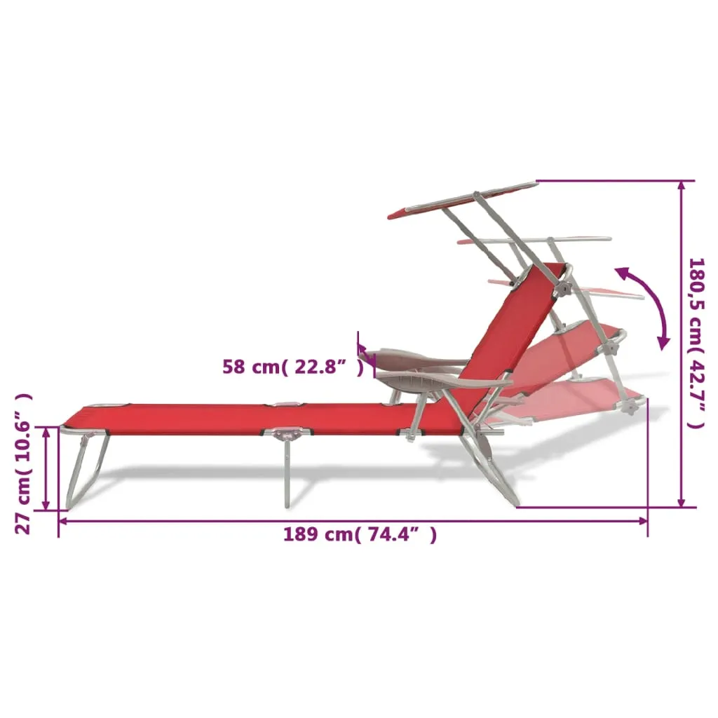 Offerta Lettino Sole vidaXL Acciaio Rosso - Prezzo Imbattibile - 8