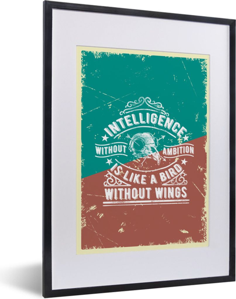 MuchoWow MuchoWow Gerahmtes Poster Vintage - Totenkopf - Design 30x40 cm - Poster mit zchwarzem Bilderrahmen - Wandposter Schlafzimmer