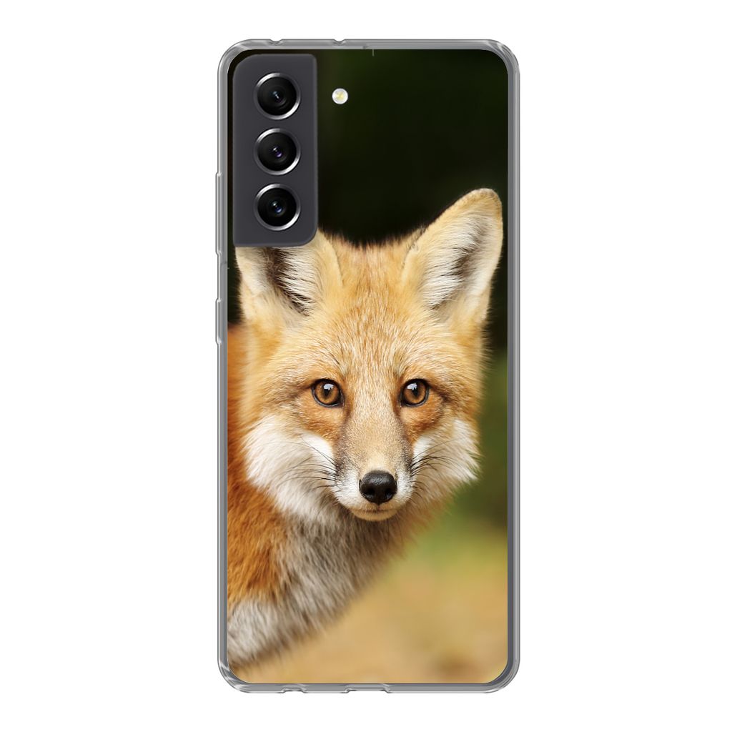 MuchoWow Handyhülle Schutzhülle Hülle für Samsung Galaxy S21 FE Fuchs - Welpe - Porträt Silikon Softcase Handy Hülle - Mobiltelefonhülle