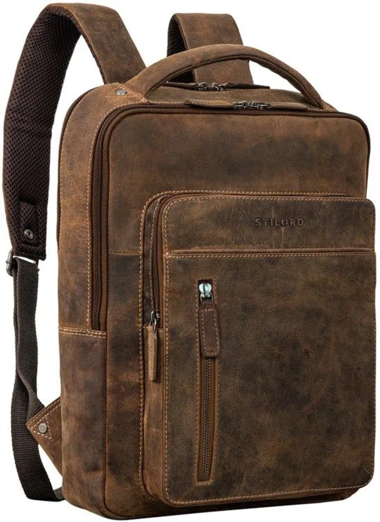 Sac à dos ordinateur en cuir véritable marron - Modèle Heritage L14