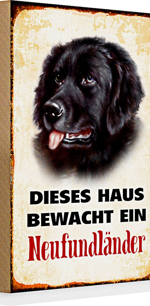 Holzschild Spruch Hund 20x30cm dieses Haus bewacht Neufundländer
