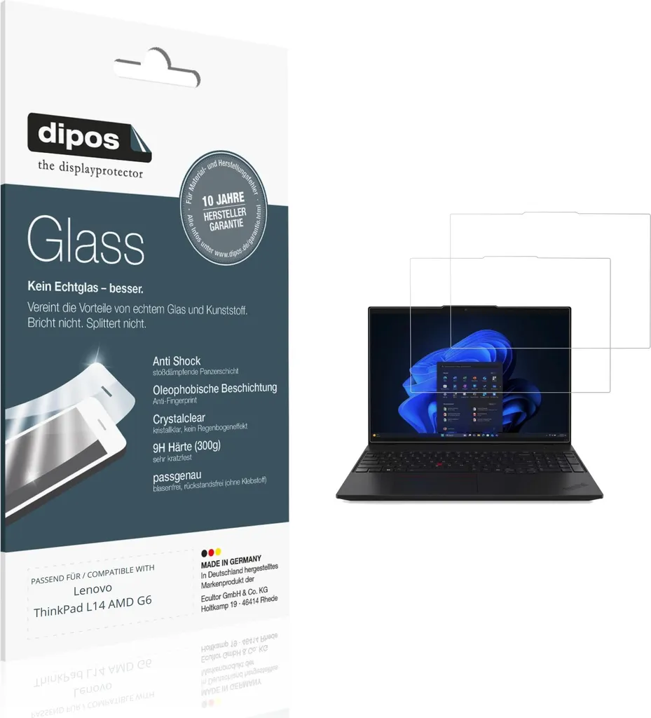 Set 2 Pellicole dipos Glass 9H per Lenovo ThinkPad L14 Gen 6 AMD
