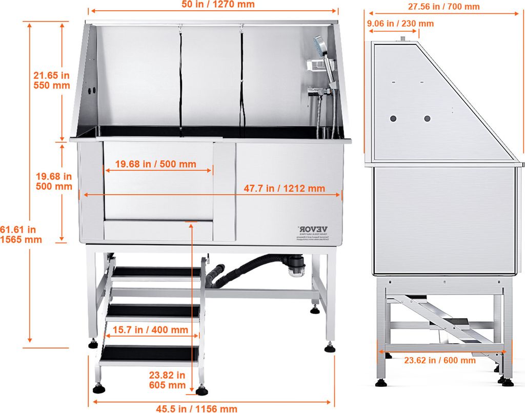 VEVOR Profesionálna vaňa na starostlivosť o psov 127 cm Obrázok produktu 8