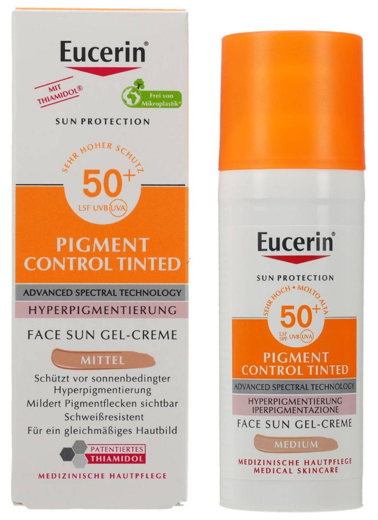 EUCERIN Sun Fluid Pigment Control mittel LSF 50+ 50ml PZN Produktbild 