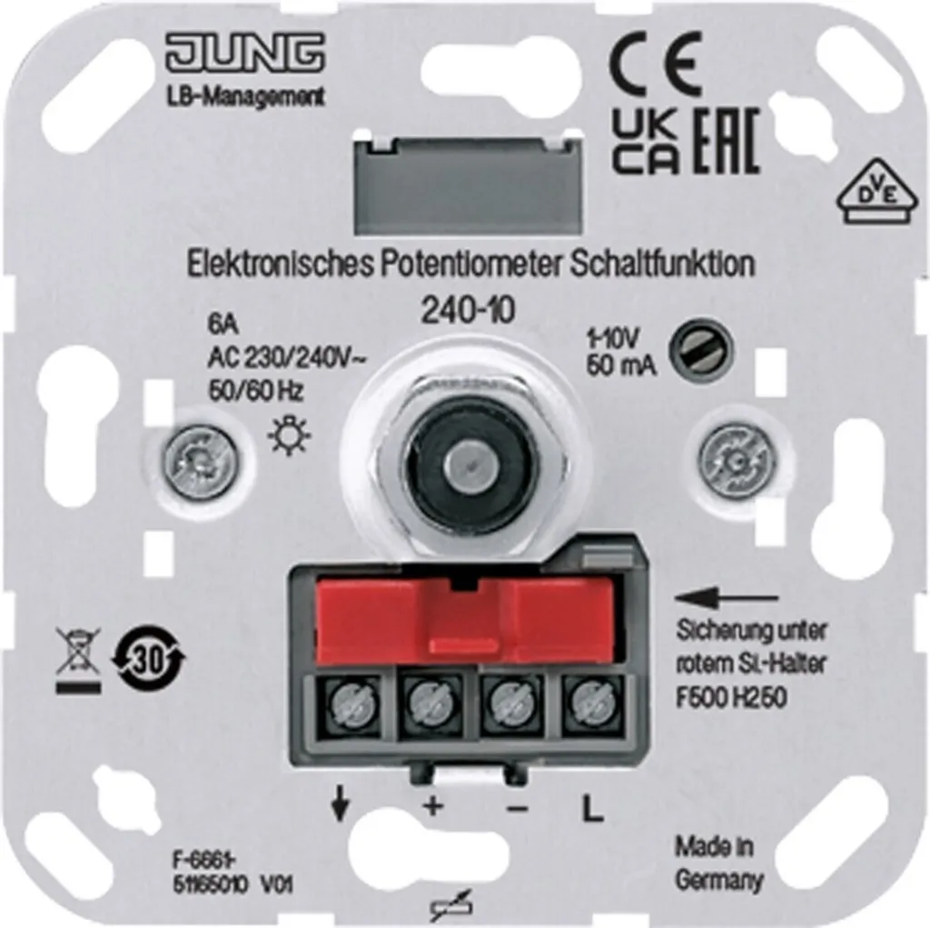 Potentiomètre JUNG 1-10V bouton rotatif avec fonction poussoir 6A UP