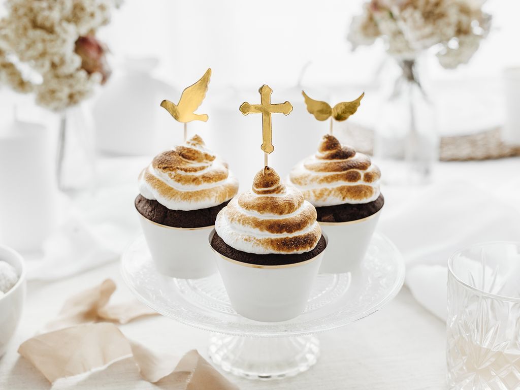 Cake Topper Erstkommunion 11cm gold 6er Set Produktbild 