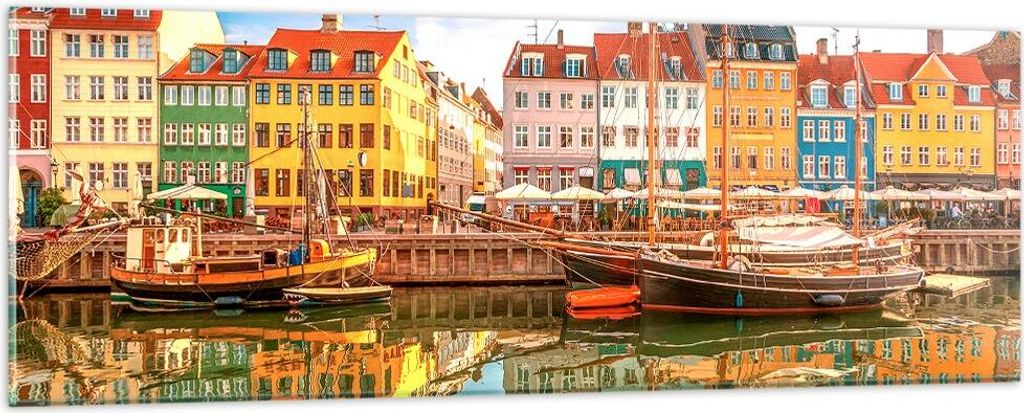 Bilder auf glas - Segelboote Wasser Architektur Hafen - 90x30cm - Glasbilder - Wandbilder - Kunstdruck - Wanddekoration aus Glas - Glas Bilder - Wa...