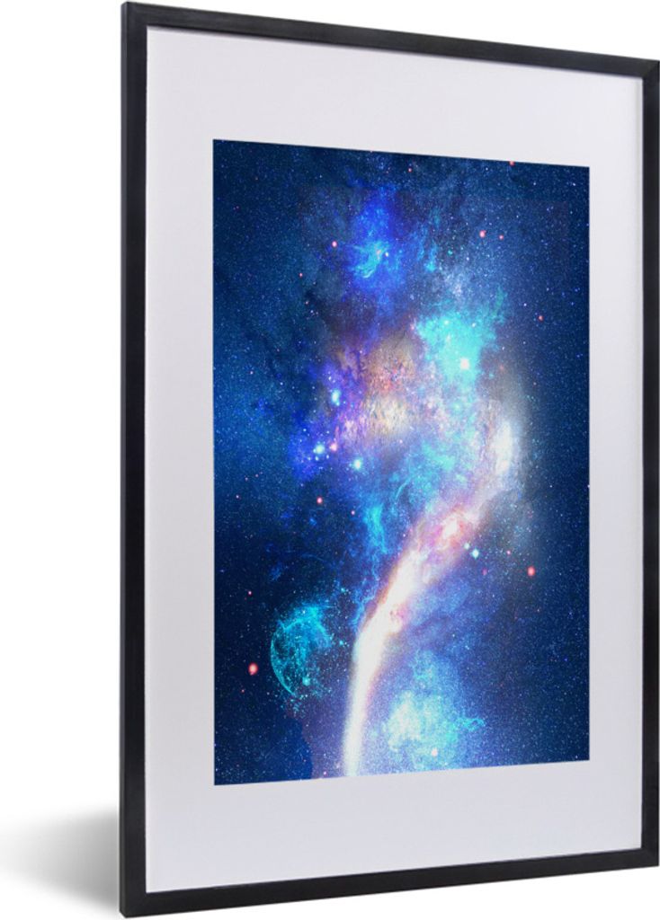 MuchoWow Gerahmtes Poster Sterne - Blau - Weltraum 40x60 cm - Poster mit Schwarzem Bilderrahmen Wandposter Rahmen Foto Bilder - Poster in Rahmen