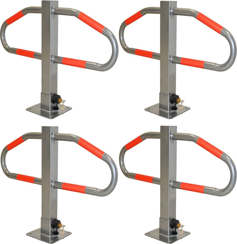 4x Parkplatzsperre 47 x 73 cm Metall grau abschließ- und klappbar Parkplatzbügel Sperrbügel Poller