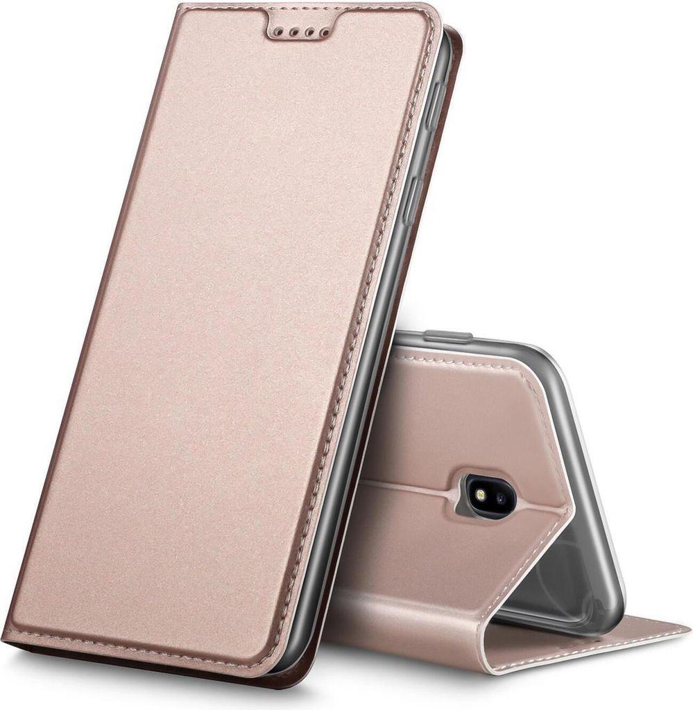 Conie Ultra Slim Klapp Tasche für Samsung Galaxy J7 2017 Kartenfach Hülle Rundumschutz in Rosa