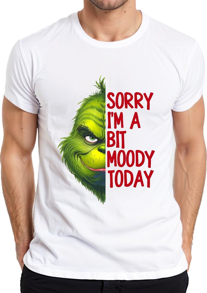 Sorry I'm a bit moody today Grinch Weihnachtsgeschenk lustig Herren T-Shirt, Weiß, M