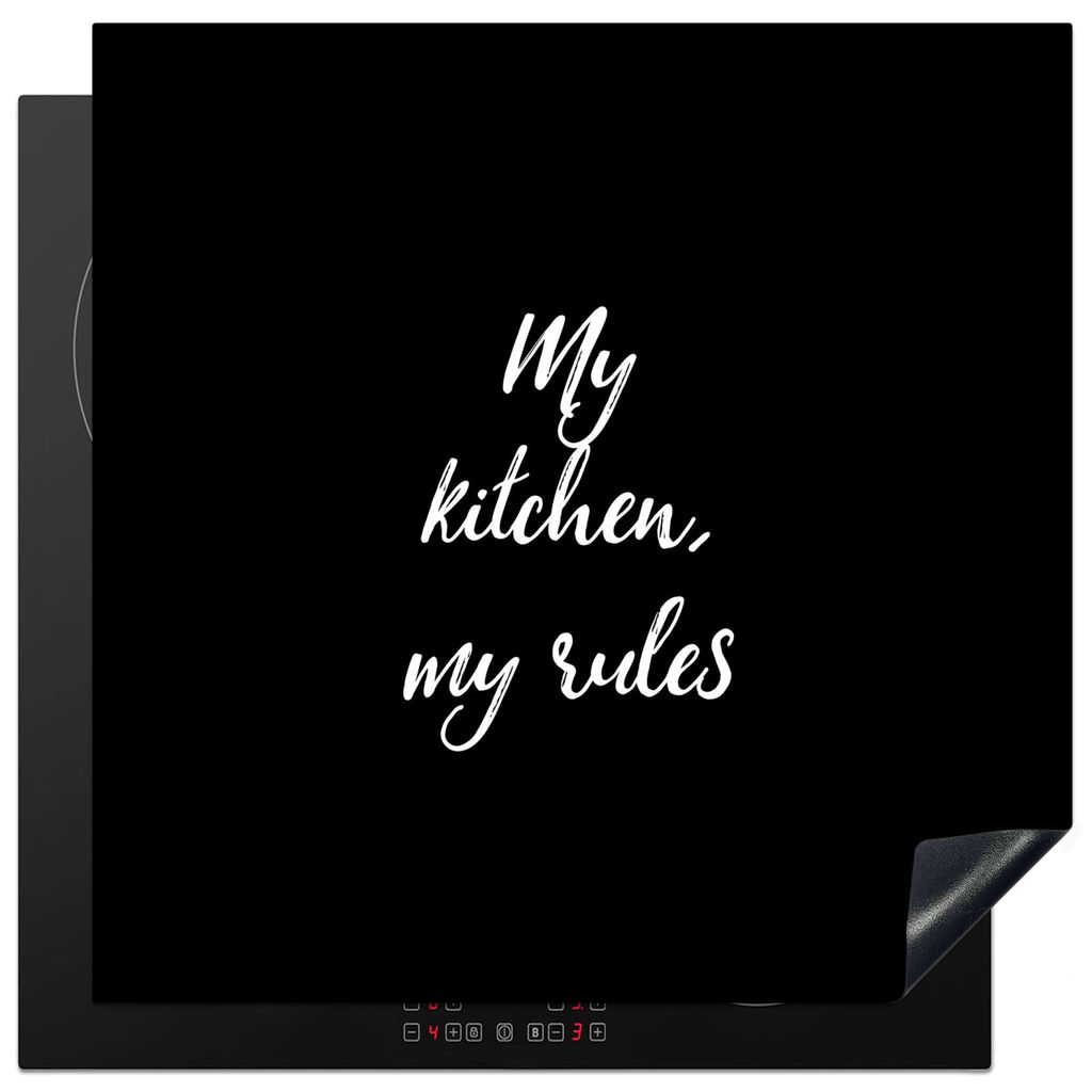 KitchenYeah Herdabdeckplatte Zitate - Kochen - Meine Küche, meine Regeln - Sprichwörter , 78x78cm, Küche Deko, Glaskeramikkochfeld Herdabdecku...