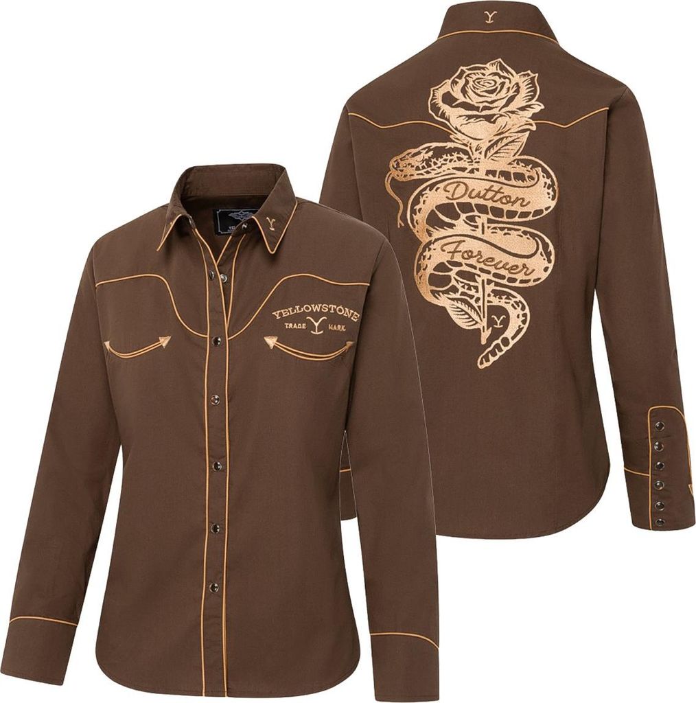 Stars & Stripes Damen Westernbluse YELLOWSTONE »Dutton forever« Braun