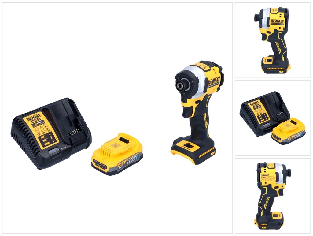DeWalt DCF 850 E1 Akku Schlagschrauber 18 V 205 Nm 1/4" Brushless + 1x Akku 1,7 Ah + Ladegerät