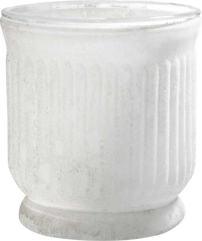 Porte-bougie blanc strié J-Line en verre haute qualité Ø 9 Cm
