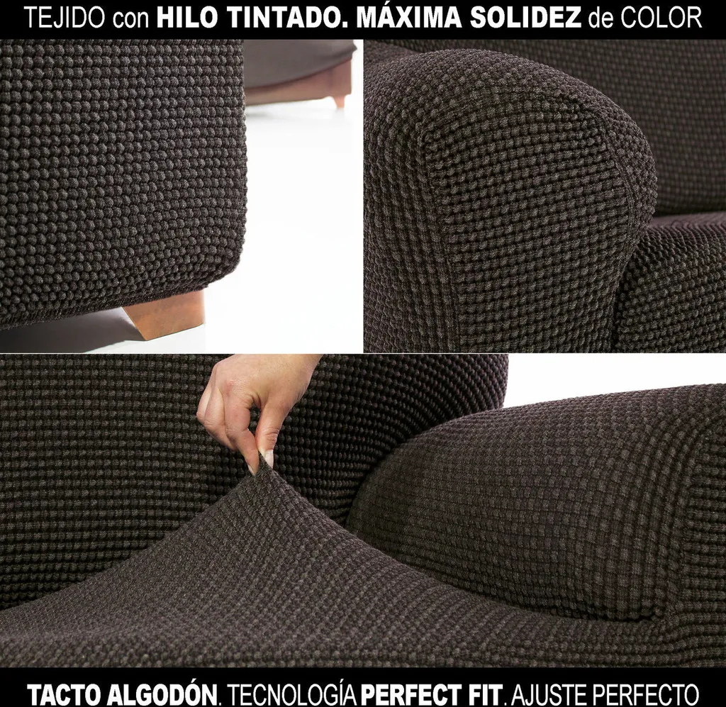 Copridivano 2 Posti SOFASKINS Super Stretch Marrone - Montaggio Facile - 4