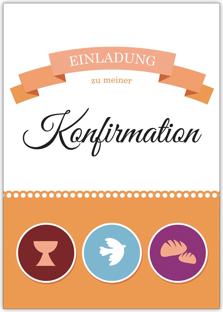 Moderne Einladungskarte zu meiner Konfirmation mit christlichen Symbolen