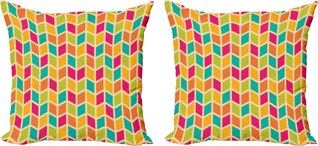 ABAKUHAUS Winkel Kissenbezug Set (2Stück), Chevron Hipster Stil, doppelseitiges Digitaldruckdekor mit Reißverschluss, 50 cm, Mehrfarbig