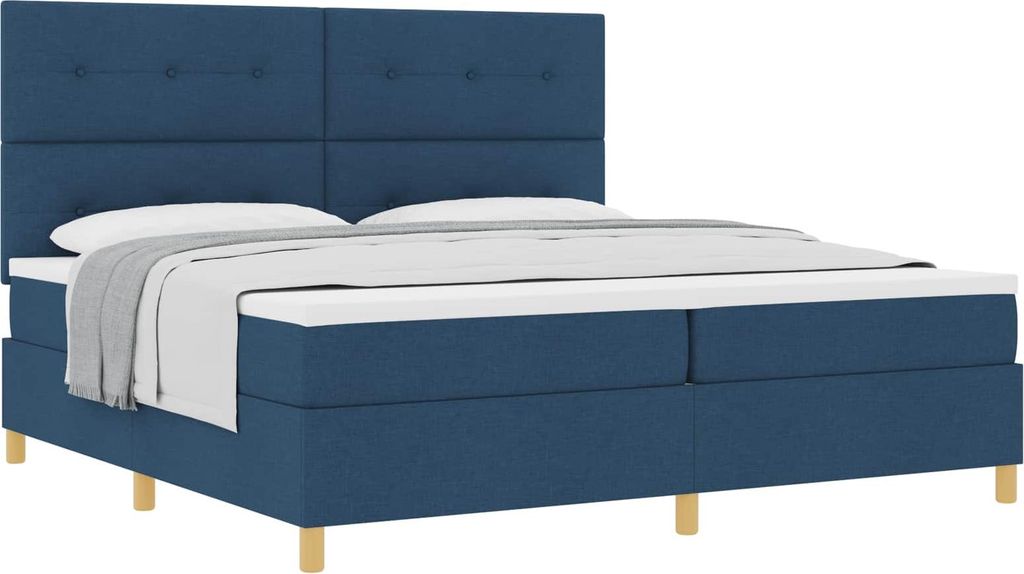 vidaXL Boxspringbett mit Matratze mit Kopfteil Blau 200 x 200 cm Stoff