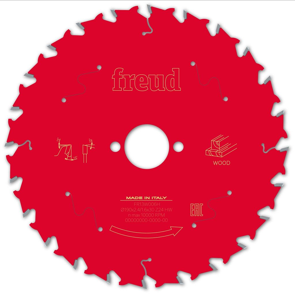 Freud Kreissägeblatt für Holz 190x2,4/1,6x30mm 24 Zähne FR13W006H