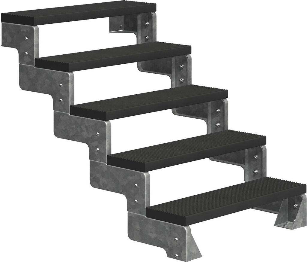 Dolle Außentreppe Gardentop 90-110cm Geschosshöhe mit Trimax anthrazit 100cm breit ohne Geländer