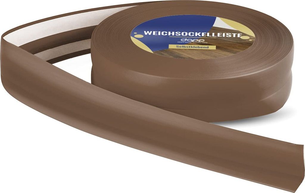 Dunkelbraun WEICHSOCKELLEISTEN 32 x 23mm 5m selbstklebend PVC Gummi Leiste
