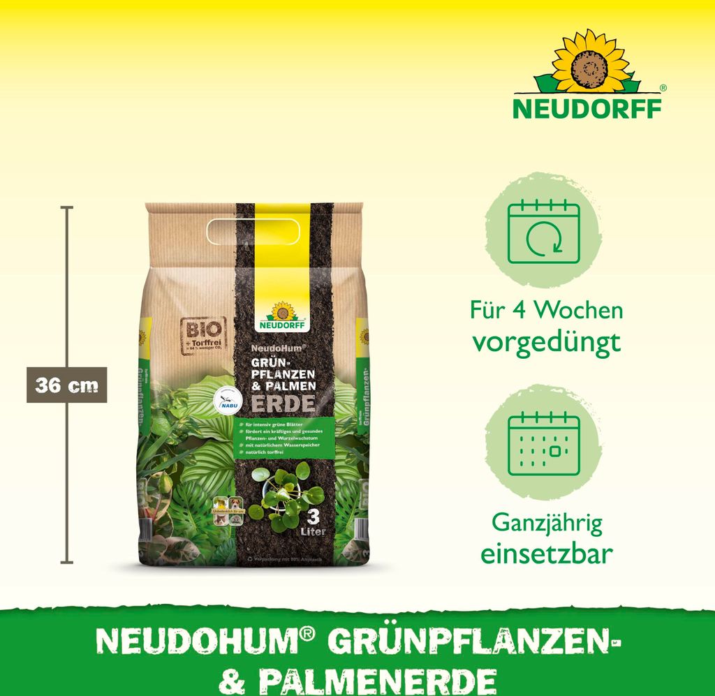 Neudorff NeudoHum Grünpflanzen & PalmenErde - 3 Liter Produktbild 5