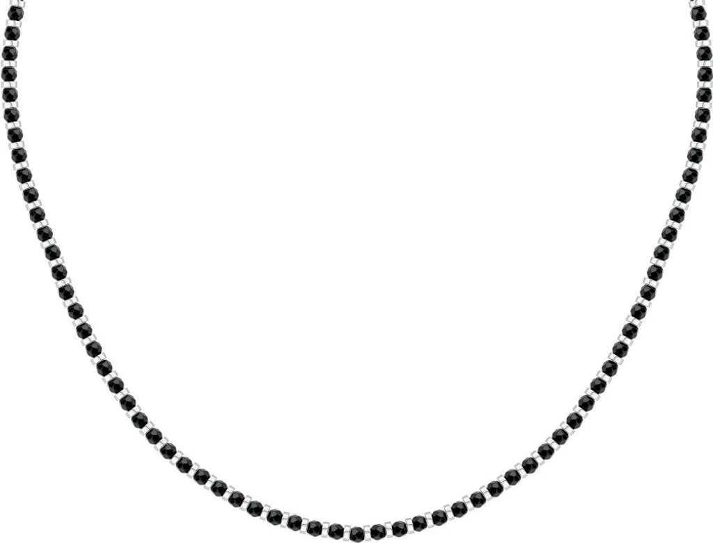 Collier pour hommes avec perles noires Pietre S1728 au design élégant