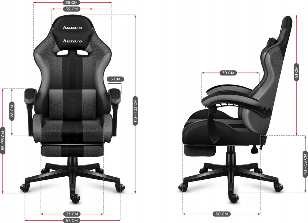 Siège Gaming Confortable Huzaro Force 4.7 Gris pour Longues Sessions - 20