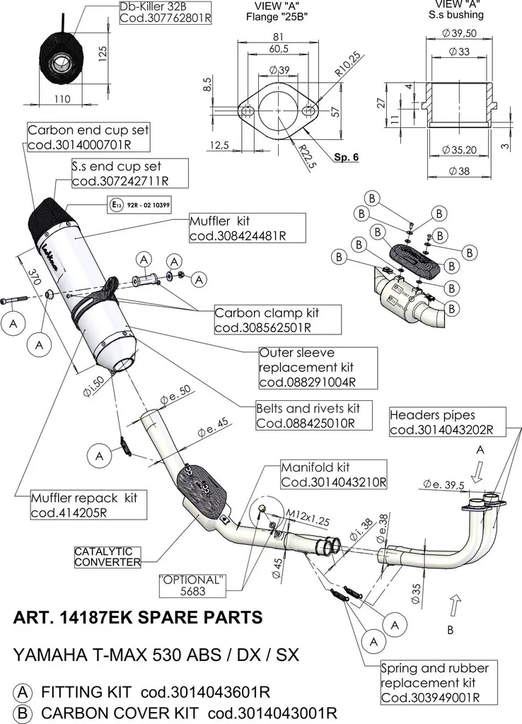 Vis de support LeoVince haute résistance pour Yamaha T-Max 530 Inox