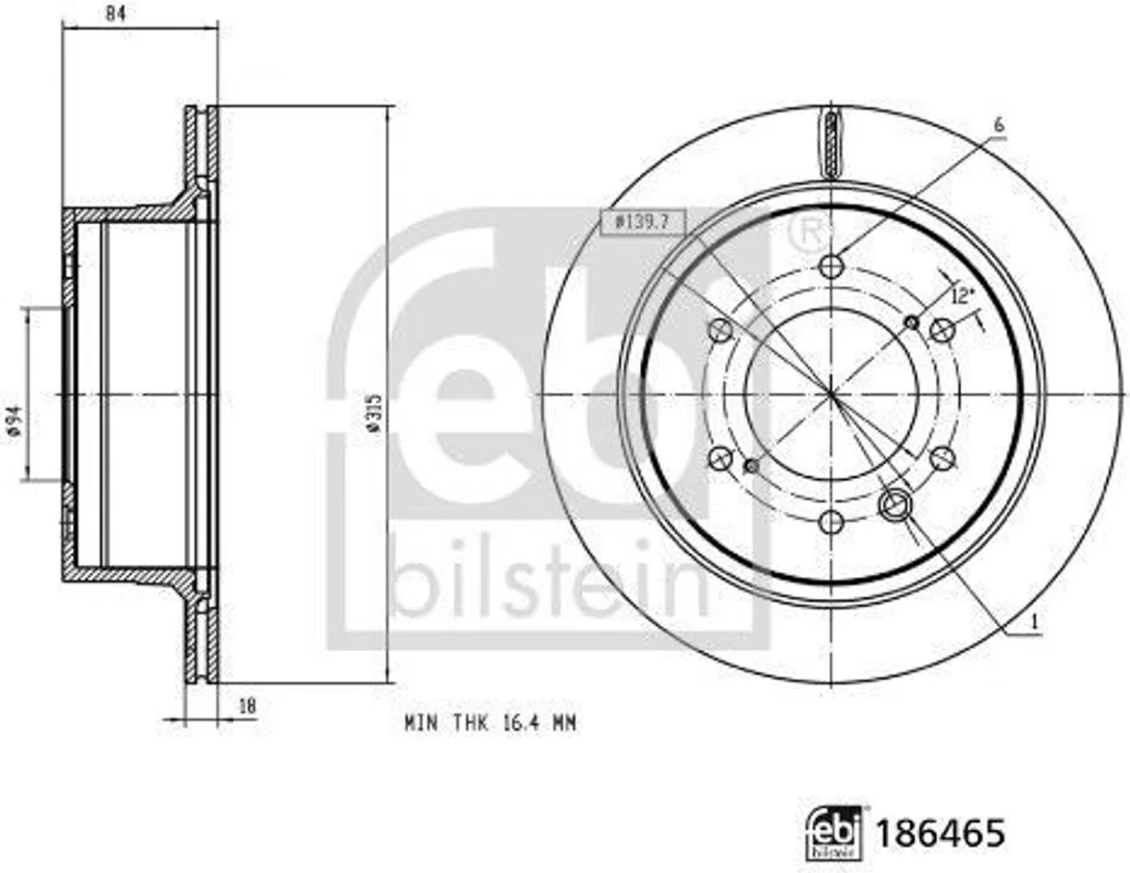 Éliminez les vibrations : disques de frein arrière Febi 186465 315mm
